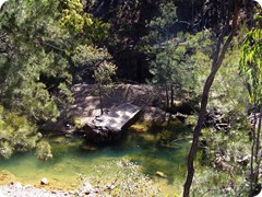 Weir with contoured railway