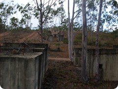 Huge foundations for sluice operations near dam